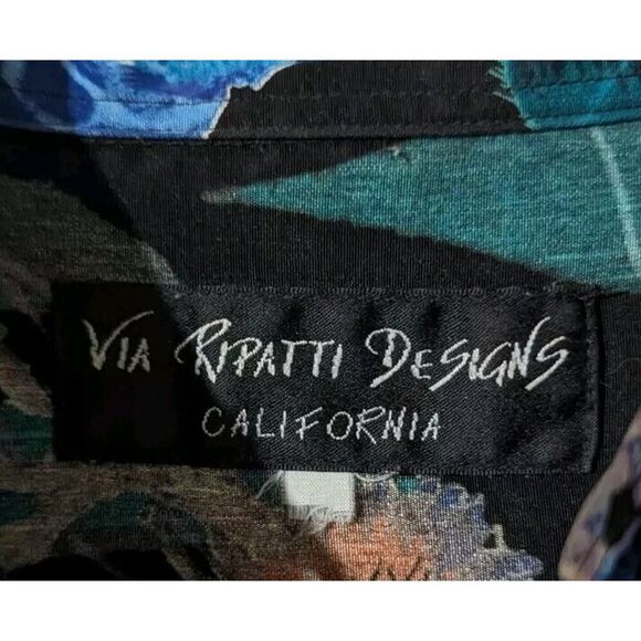 Via Ripatti Designs Jellyfish Button Down Shirt Mens Multicolored Polyester u - Picture 2 of 9